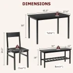 Dining Table Set for 4 with Bench and Storage 6
