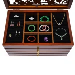 6 Layer Wooden Jewelry Box Ring Velvet Organizer 2