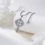 Silver Celtic Cross Evil Eye Irish Pendant 4