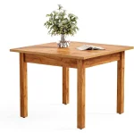 Square Dining Table 39-inch Brown Wood for 4 1