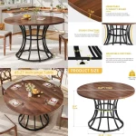Round Dining Table 45-inch Farmhouse Metal Base 1