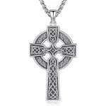 Silver Celtic Cross Evil Eye Irish Pendant 1
