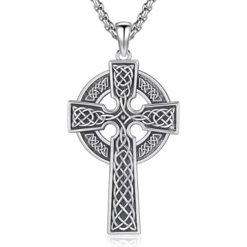 Silver Celtic Cross Evil Eye Irish Pendant 1