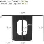 Round Fluted Dining Table 47-inch for 4 Black 2
