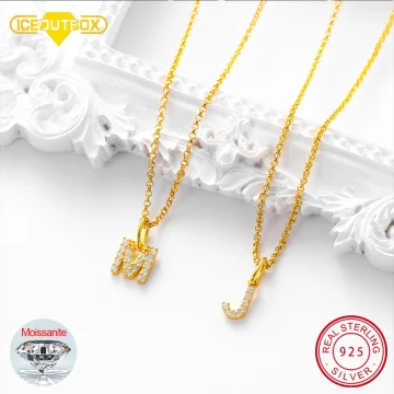 Moissanite Initial Letter Necklace 925 Silver 1
