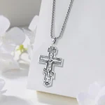 925 Sterling Silver Orthodox Cross Necklace Amulet 3
