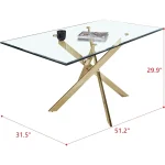 Golden Glass Dining Table 51-inch for 6 Modern 2