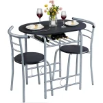 Compact Dining Set for 2 with Wine Rack 3-Piece 1