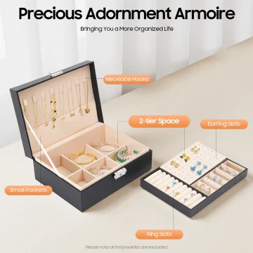 2-Layer PVC Black Jewelry Display Organizer 2