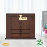 5-Tier Wooden Jewelry Box with Mirror Lock 5