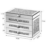 Mirrored Glass Jewelry Box 3-Layer 2-Drawer 4