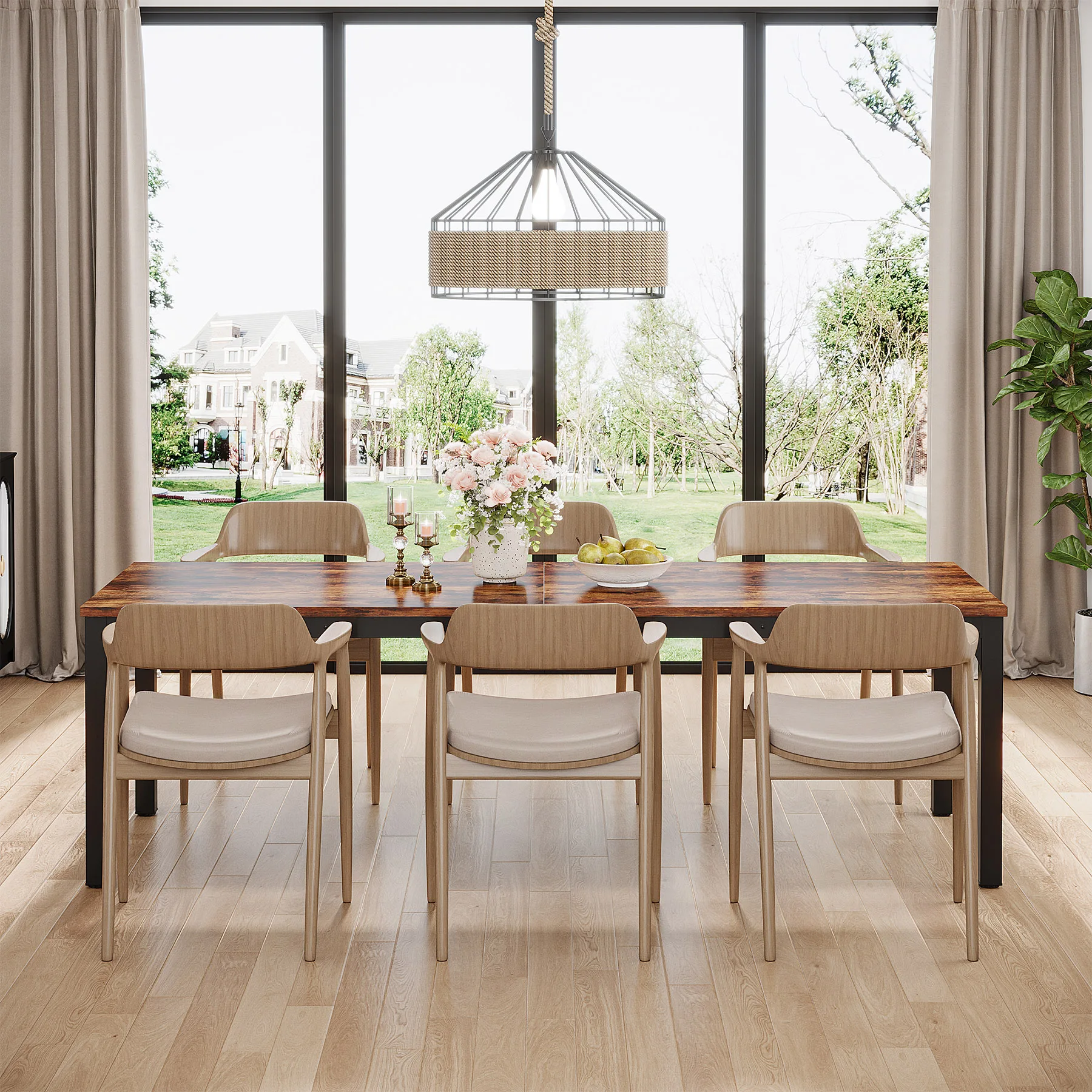 Tribesigns Rustic Large Dining Table for 6-8 People 3 Tribesigns Rustic Large Dining Table for 6-8 People 3