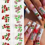 3D Cherry Nail Charms 36pc Rhinestone Glitter Set 1
