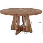 47-Inch Round Wood Farmhouse Dining Table 2