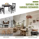 3-Piece Dark Brown Pine Dining Set Space-Saving 6