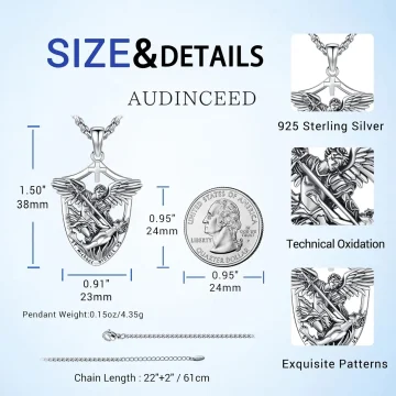 St Michael Silver Protection Pendant Necklace 2