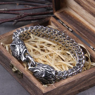 Viking Wolf Stainless Steel Bracelet Gold 1