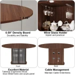 47-Inch Round Table with Fridge Storage Adjustable 6