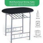 Compact Dining Set for 2 with Wine Rack 3-Piece 4