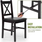 3-Piece Dark Brown Pine Dining Set Space-Saving 4