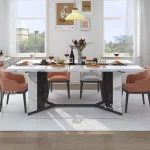 White Marble Dining Table for Family 71-inch 6