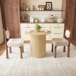 31.5-Inch Round Farmhouse Table Fluted Wood Base 3