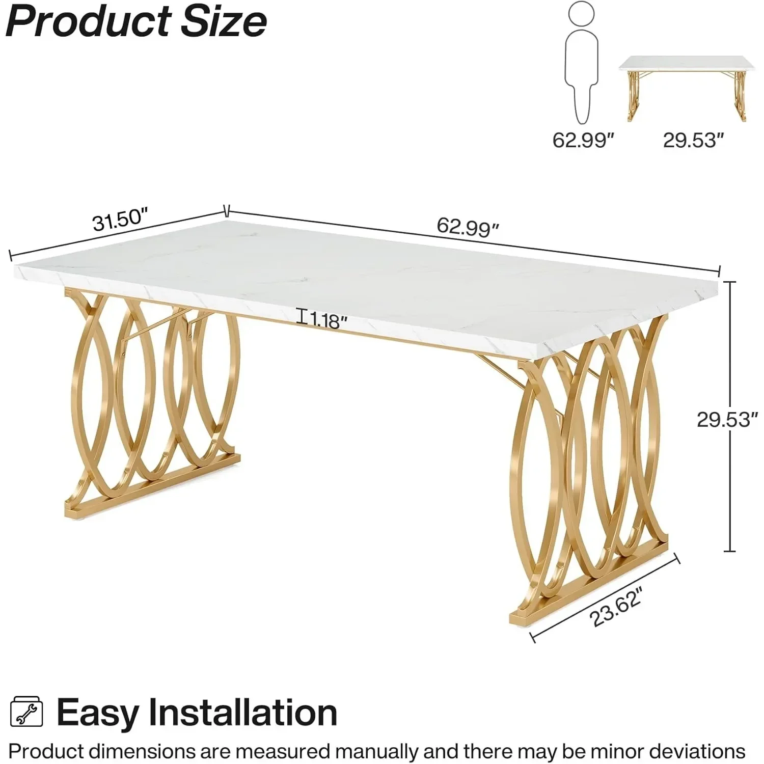 Modern Rectangular Dinner Table 63-inch Wood 2 Modern Rectangular Dinner Table 63-inch Wood 2