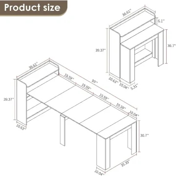Extendable Dining Table with Storage Folding 2