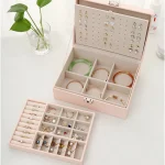 Large Leather Jewelry Box Ring Earring Organizer 4