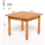Square Dining Table 39-inch Brown Wood for 4 3