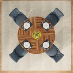 Round Farmhouse Dining Table 47-inch for 4 4