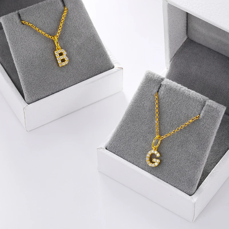 Moissanite Initial Letter Necklace 925 Silver 6 Moissanite Initial Letter Necklace 925 Silver 6