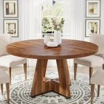 47-Inch Round Wood Farmhouse Dining Table 1