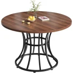Round Dining Table 45-inch Farmhouse Metal Base 6