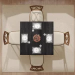 Modern Wood Dining Table Square for 2 to 4 3