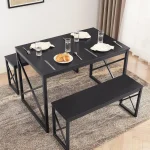 4-Seater Wood Table Set with Metal Frame 2