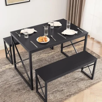 4 Seater Wood Table Set with Metal Frame 2 | PricZone