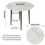 32-Inch Round Marble Dining Table for 4 4