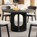 Round Fluted Dining Table 47-inch for 4 Black 6