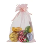 50pcs Pink Organza Drawstring Jewelry Pouch Bag 4