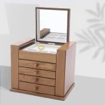 5 Tier Wooden Jewelry Box Drawers Mirror 3