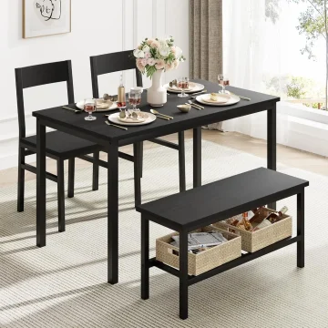 Dining Table Set for 4 with Bench and Storage 1