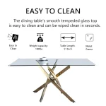 Golden Glass Dining Table 51-inch for 6 Modern 5
