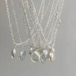 925 Silver Round Pearl Necklace Simple Charm 3