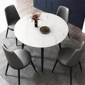32-Inch Round Marble Dining Table for 4 1