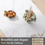 White Faux Marble Dinner Table 63-inch for 6 3