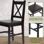 3-Piece Dark Brown Pine Dining Set Space-Saving 3