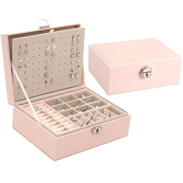 Large Leather Jewelry Box Ring Earring Organizer 2 | PricZone Large Leather Jewelry Box Ring Earring Organizer 2 | PricZone