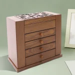 5 Tier Wooden Jewelry Box Drawers Mirror 6