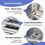 Mirrored Glass Jewelry Box 3-Layer 2-Drawer 3